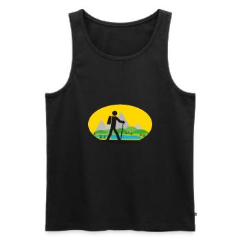 Hikers with landscape - Men's Premium Organic Tank Top - black - Front - Michal (187cm)