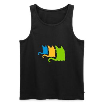 3 petits chats colorés - Débardeur bio Premium Homme - noir - Devant - Michal (187cm)