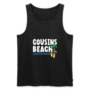 Cousins Beach - Men's Premium Organic Tank Top - black - Front - AI Model Male 178 light (178cm)