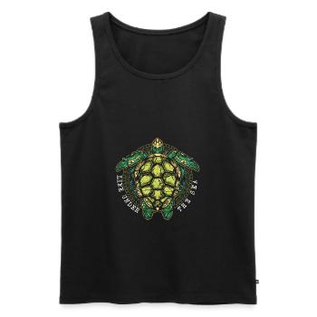 Tortue Carapace de tortue Moderne Vie marine - Débardeur bio Premium Homme - noir - Devant - Michal (187cm)