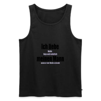 I love my husband wool knitting crochet sewing - Men's Premium Organic Tank Top - black - Front - AI Model Male 178 light (178cm)