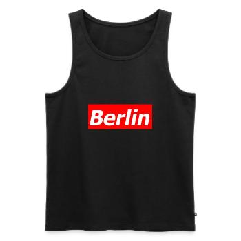 Berlin - Débardeur bio Premium Homme - noir - Devant - AI Model Male 178 light (178cm)