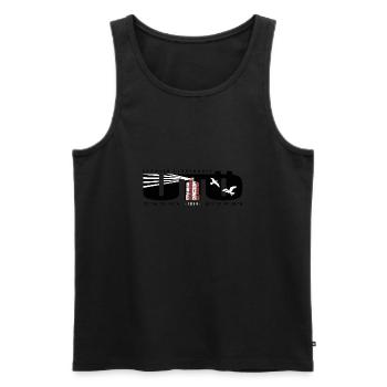 UTÖ LIGHTHOUSE ISLAND Textiles marins et cadeaux - Débardeur bio Premium Homme - noir - Devant - AI Model Male 178 light (178cm)