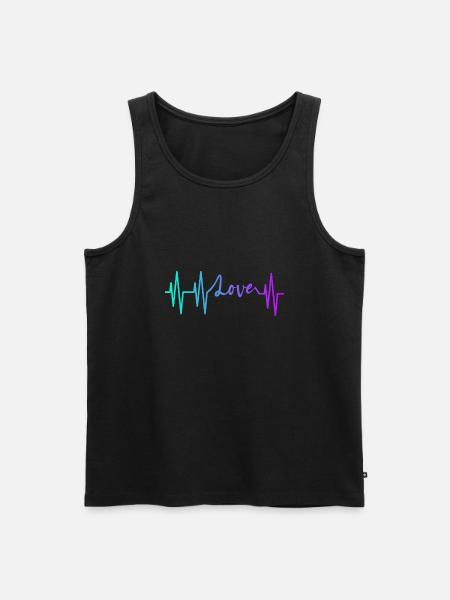 HEARTBEAT LOVE GRADIENT BLUE PURPLE - Men's Premium Organic Tank Top - black