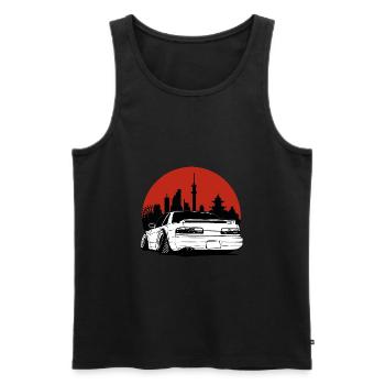 Silhouette ville soleil cadeau JDM Motorsport - Débardeur bio Premium Homme - noir - Devant - AI Model Male 178 light (178cm)