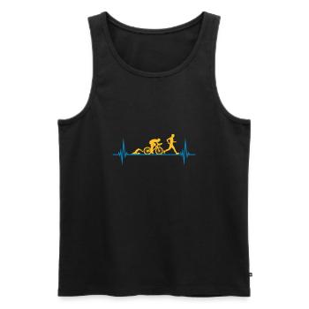 Puls Sport Triathlon - Männer Premium Bio Tank Top - Schwarz - Vorne - Michal (187cm)