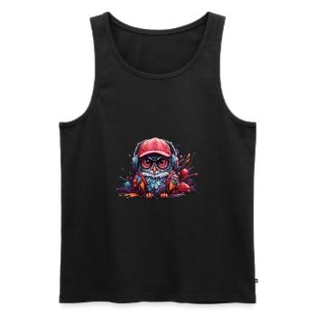 eule Tier Kunst I cooles niedliches eule - Männer Premium Bio Tank Top - Schwarz - Vorne - AI Model Male 178 light (178cm)