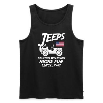 Les jeeps rendent le week-end plus amusant depuis 1941 - Débardeur bio Premium Homme - noir - Devant - Michal (187cm)
