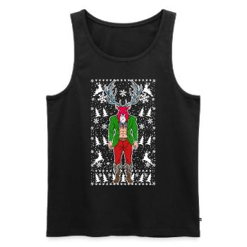 05 Hirsch Rudolf Mann Schneeflocken - Männer Premium Bio Tank Top - Schwarz - Vorne - AI Model Male 178 light (178cm)