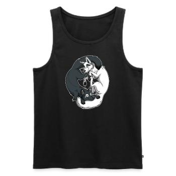 Yin Yang Foxes (weißer Rand) - Männer Premium Bio Tank Top - Schwarz - Vorne - AI Model Male 178 light (178cm)