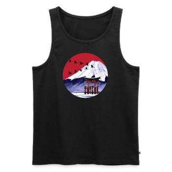 Japan japanische Kunst Fuji Streetwear - Männer Premium Bio Tank Top - Schwarz - Vorne - AI Model Male 178 light (178cm)