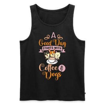 Cafetière Chien Machine Puppy Cup Grains - Débardeur bio Premium Homme - noir - Devant - AI Model Male 178 light (178cm)