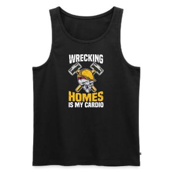 Wrecking Homes is my Cardio Construction DIY - Men's Premium Organic Tank Top - black - Front - AI Model Male 178 light (178cm)
