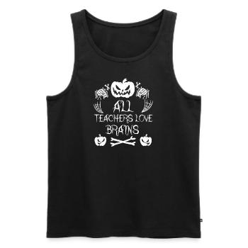 Halloween all teachers love brains costume - Männer Premium Bio Tank Top - Schwarz - Vorne - Michal (187cm)