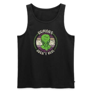 Alien humans aren´t real funny retro space costume - Männer Premium Bio Tank Top - Schwarz - Vorne - AI Model Male 178 light (178cm)