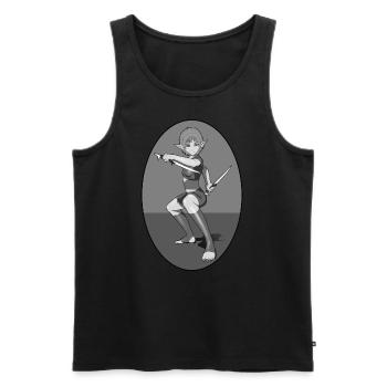 Battle-ready elven woman - Men's Premium Organic Tank Top - black - Front - Michal (187cm)