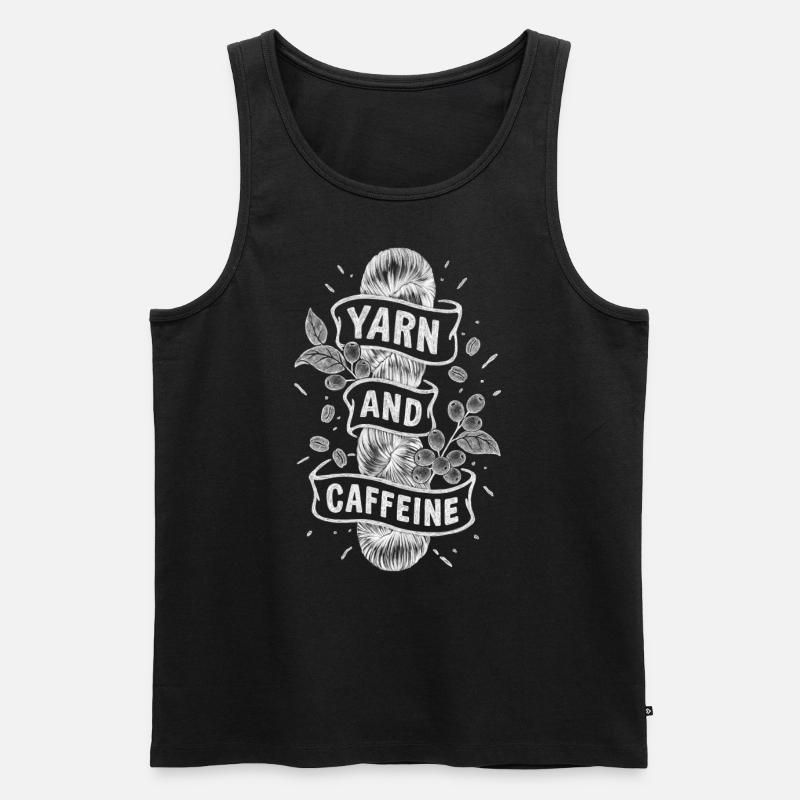 YARN & CAFFEINE - Männer Premium Bio Tank Top - Schwarz