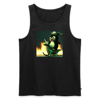 Feuriger Pinguin T-Shirt für Kinder Junge/Mädchen - Männer Premium Bio Tank Top - Schwarz - Vorne - AI Model Male 178 light (178cm)