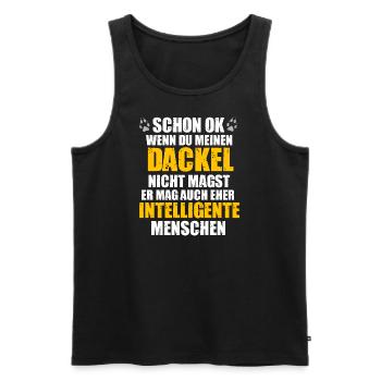 Dackel Spruch - Männer Premium Bio Tank Top - Schwarz - Vorne - Michal (187cm)