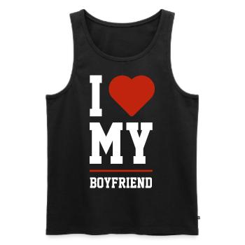 I Love My Boyfriend - Boyfriend Funny Gift - Men's Premium Organic Tank Top - black - Front - Michal (187cm)