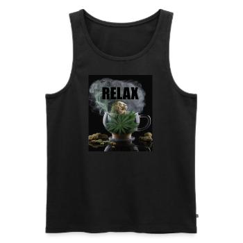 Cadeau Cannabis Relax - Débardeur bio Premium Homme - noir - Devant - AI Model Male 178 light (178cm)