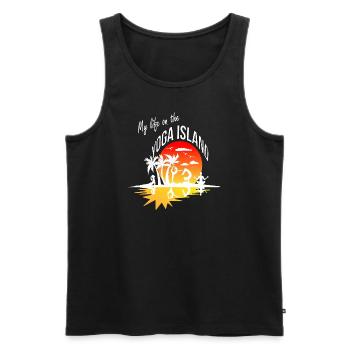 Yoga Sport beim Sonnenuntergang auf einsame Insel. - Männer Premium Bio Tank Top - Schwarz - Vorne - Michal (187cm)