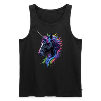 Rainbow Splash Unicorn - Men's Premium Organic Tank Top - black - Front - Michal (187cm)