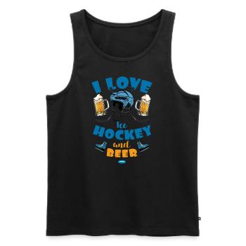 I love ice hockey and beer - Men's Premium Organic Tank Top - black - Front - Michal (187cm)