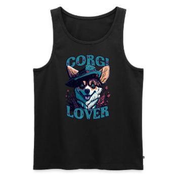 AMANT DE CORGI - Débardeur bio Premium Homme - noir - Devant - AI Model Male 178 light (178cm)