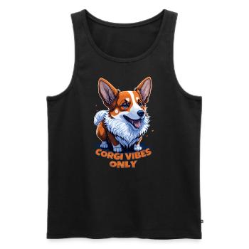 Nur Corgi Vibes - Männer Premium Bio Tank Top - Schwarz - Vorne - AI Model Male 178 light (178cm)