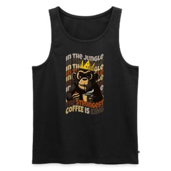 Im Dschungel Der stärkste Kaffee ist König - Männer Premium Bio Tank Top - Schwarz - Vorne - AI Model Male 178 light (178cm)