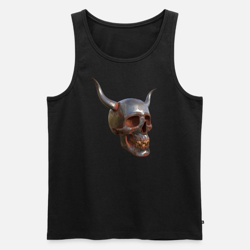 Rusty Scull with horns - Männer Premium Bio Tank Top - Schwarz