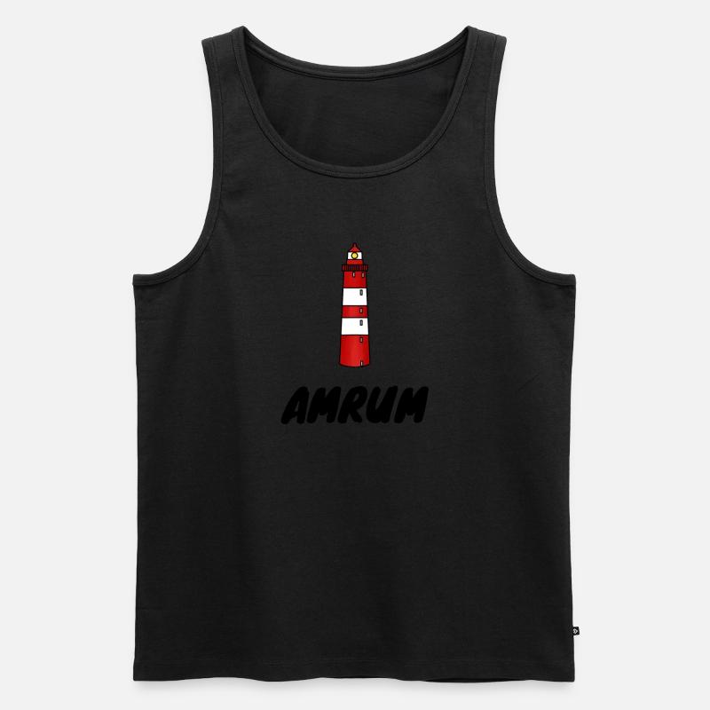Leuchtturm Amrum - Männer Premium Bio Tank Top - Schwarz