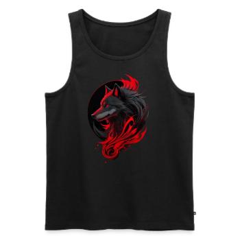 Fierce Red and Black Wolf Head - Men's Premium Organic Tank Top - black - Front - AI Model Male 178 light (178cm)