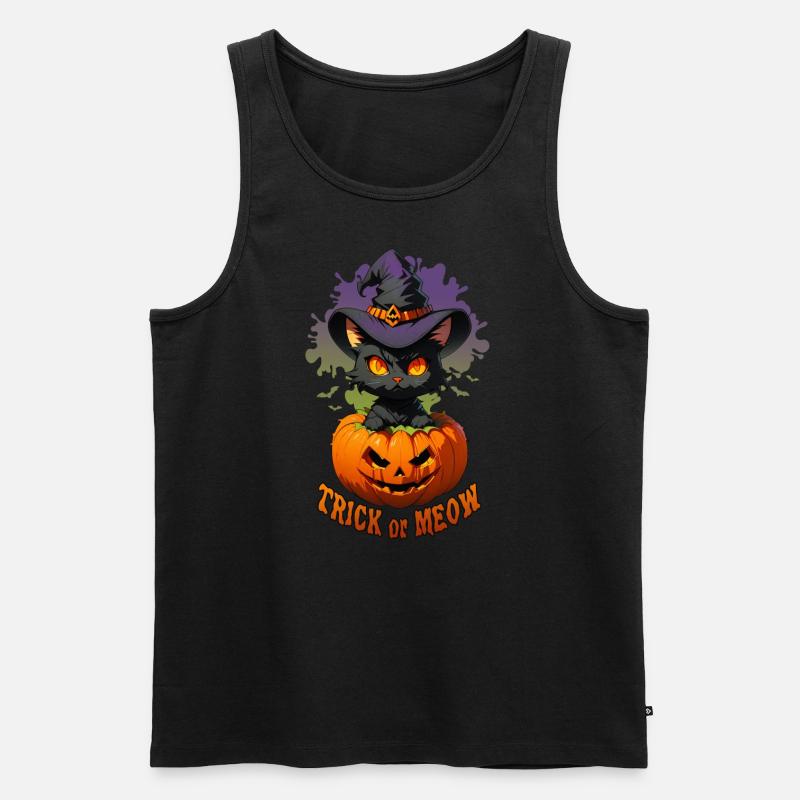 Trick oder Miau - Männer Premium Bio Tank Top - Schwarz