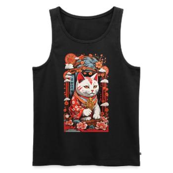 Chats japonais porte-bonheur amoureux des chats - Débardeur bio Premium Homme - noir - Devant - Michal (187cm)