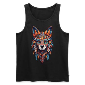 Schamanen Hund Spirit Bohemian Design - Männer Premium Bio Tank Top - Schwarz - Vorne - AI Model Male 178 light (178cm)