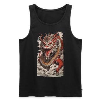 Asiatischer Drache Japan Stil Streetwear Retro - Männer Premium Bio Tank Top - Schwarz - Vorne - Michal (187cm)