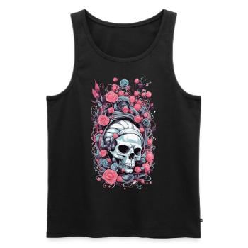 Pastel Goth Weirdcore Roses Skull Occult Design - Men's Premium Organic Tank Top - black - Front - Michal (187cm)