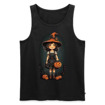 Halloween Hexe Vintage Retro mit Kürbissen - Männer Premium Bio Tank Top - Schwarz - Vorne - Michal (187cm)