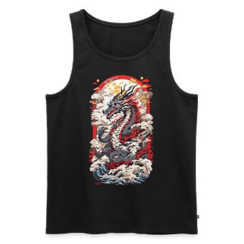 Japon Dragon Ukiyo-E Retro Art Design - Débardeur bio Premium Homme - noir - Devant - AI Model Male 178 light (178cm)