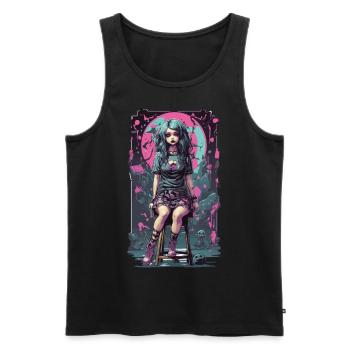 Gothique e-girl Anime Esthétique Dark Magic - Débardeur bio Premium Homme - noir - Devant - AI Model Male 178 light (178cm)