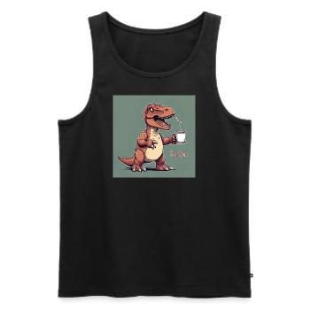 Tyrannosaurus Rex / T-Rex « Tea Rex » rouge - Débardeur bio Premium Homme - noir - Devant - Michal (187cm)