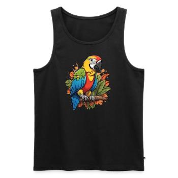 Bunter Papagei - Männer Premium Bio Tank Top - Schwarz - Vorne - Michal (187cm)
