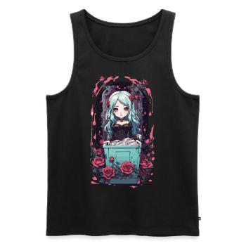 Anime Goth Chibi Vampire egirl Kawaii Design - Men's Premium Organic Tank Top - black - Front - AI Model Male 178 light (178cm)