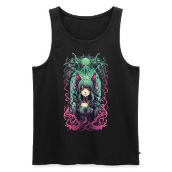 Kemonomimi Goth Cat Girl Occulte Otaku Egirl - Débardeur bio Premium Homme - noir - Devant - AI Model Male 178 light (178cm)