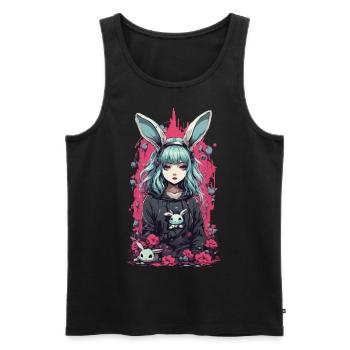 Kawaii Goth Anime lapin Dark Magic esthétique - Débardeur bio Premium Homme - noir - Devant - Michal (187cm)