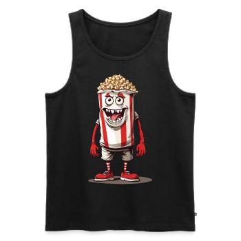 Lustiges Popcorn Monster Halloween Design - Männer Premium Bio Tank Top - Schwarz - Vorne - Michal (187cm)
