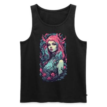 Gothic Pastell Aesthetic E-Girl Streetwear - Männer Premium Bio Tank Top - Schwarz - Vorne - AI Model Male 178 light (178cm)