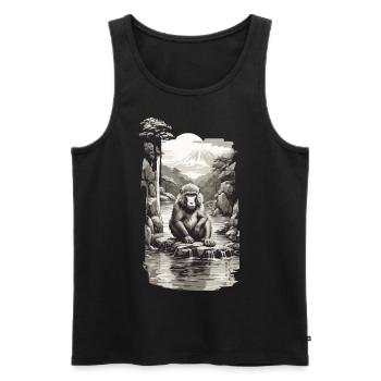 Japanischer Affe in heißer Quelle Vintage Kunst - Männer Premium Bio Tank Top - Schwarz - Vorne - AI Model Male 178 light (178cm)